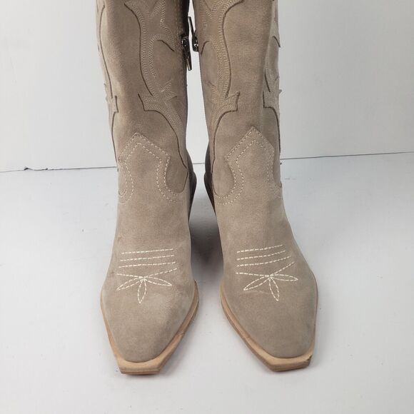 Dolce Vita Samare Western cowgirl tall Boots Suede beige Size 5 - Picture 12 of 16